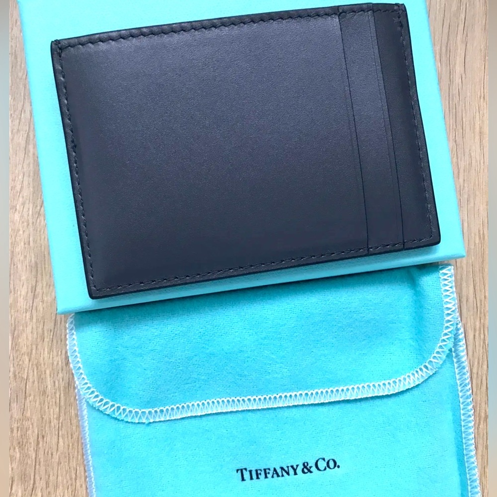 BNIB Rare Brand New! Tiffany & Co. Calfskin Leather Logo Card Holder Case Unisex - Picture 6 of 11